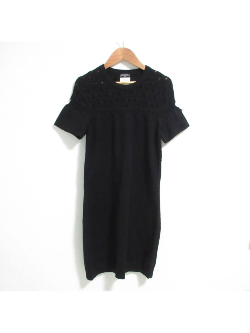 Chanel CC Logo Clochette Change Cashmere Knit Dress Black Spring Summer Fall 34